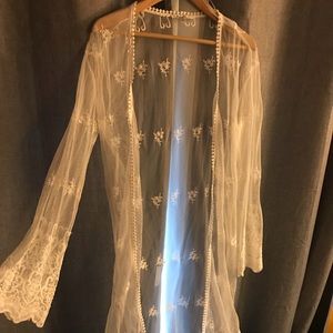 White Kimono Style Cover Up